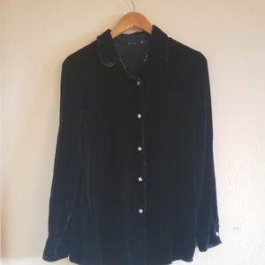 Vintage Navy blue flannel pajama style top